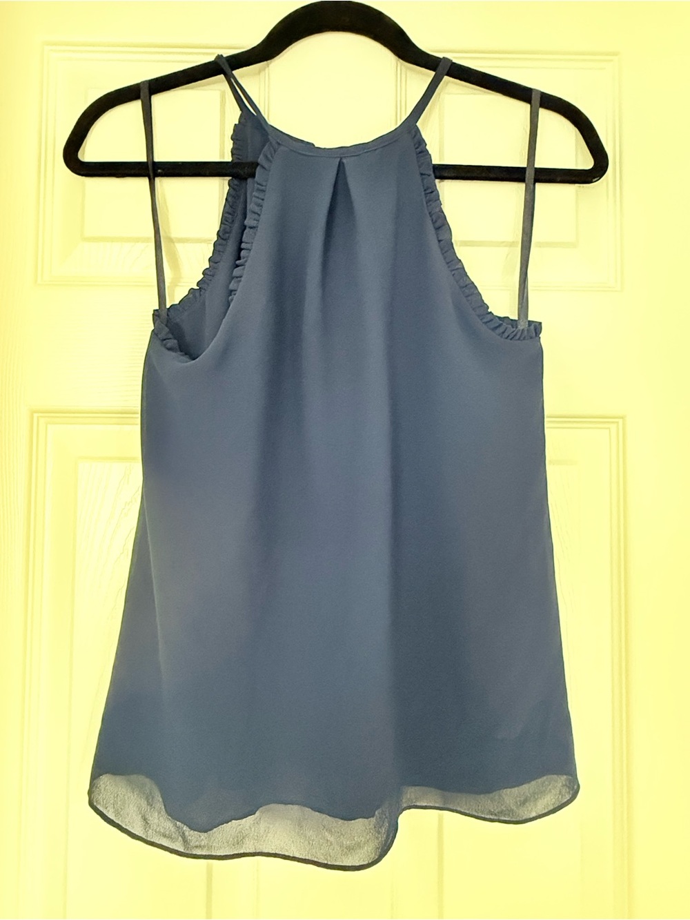 Naked Zebra Blue Ruffle-Trim Halter Camisole